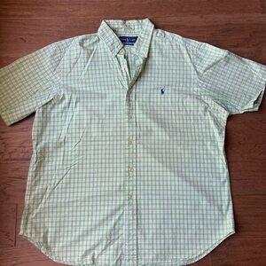 Ralph Lauren Light Green Checkered Men's Button Down Shirt-Size XL